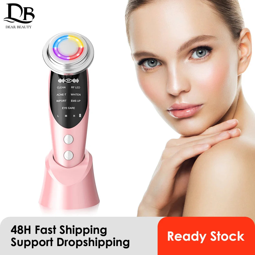 7 in 1 Face Lift Device Microcurrent Skin Rejuvenation LED Facial Massager Light Therapy Anti Aging Wrinkle Beauty Apparatus